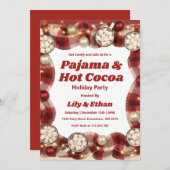 Personalized Pajama & Hot Cocoa Christmas Party Kaart (Voorkant / Achterkant)