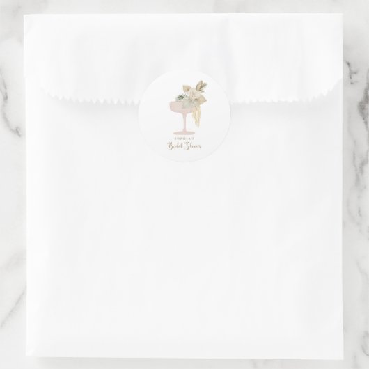 Personalized Palms and Prosecco bridal shower Ronde Sticker (Tas)