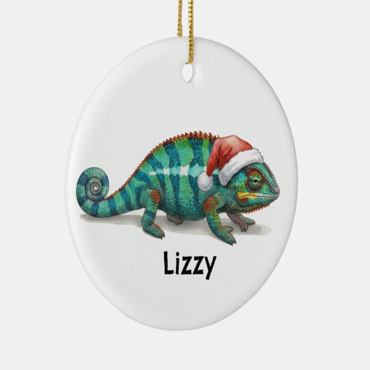 Personalized Panther Chameleon at Christmas Keramisch Ornament (Rechts)
