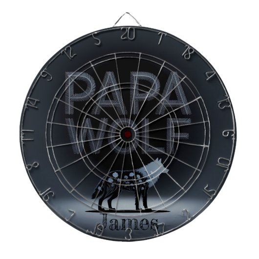 Personalized Papa Wolf Nature Silhouette Dartbord (Voorkant)