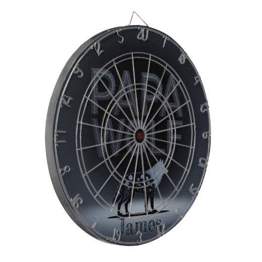 Personalized Papa Wolf Nature Silhouette Dartbord (Voorkant Links)