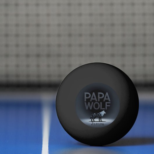 Personalized Papa Wolf Nature Silhouette Pingpongbal (Net)