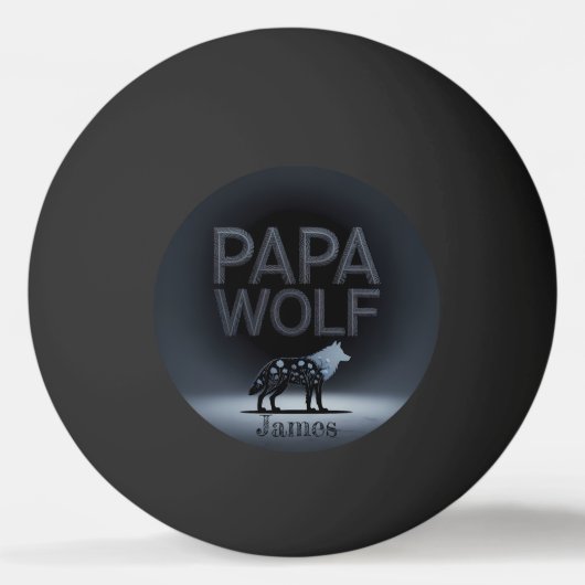 Personalized Papa Wolf Nature Silhouette Pingpongbal (Voorkant)
