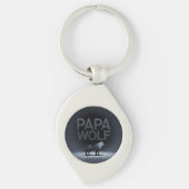 Personalized Papa Wolf Nature Silhouette Sleutelhanger (Voorkant)