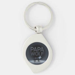 Personalized Papa Wolf Nature Silhouette Sleutelhanger