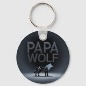 Personalized Papa Wolf Nature Silhouette Sleutelhanger (Voorkant)
