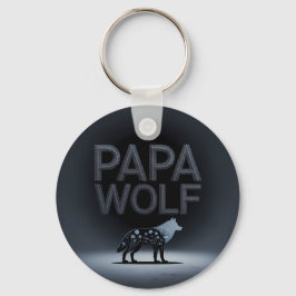 Personalized Papa Wolf Nature Silhouette Sleutelhanger