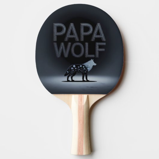 Personalized Papa Wolf Nature Silhouette Tafeltennisbatje (Achterkant)