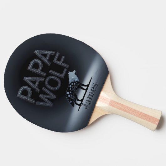 Personalized Papa Wolf Nature Silhouette Tafeltennisbatje (Zijkant)