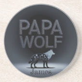 Personalized Papa Wolf Nature Silhouette Zandsteen Onderzetter (Voorkant)
