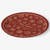 Personalized Paper Plates Red Gold Luxe Christmas  Papieren Bordje (Gekanteld)