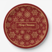Personalized Paper Plates Red Gold Luxe Christmas  Papieren Bordje (Voorkant)