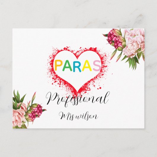 Personalized paraprofessional educator teacher briefkaart (Voorkant)