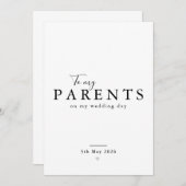 Personalized Parents Wedding Day Thank You Card Kaart (Voorkant / Achterkant)