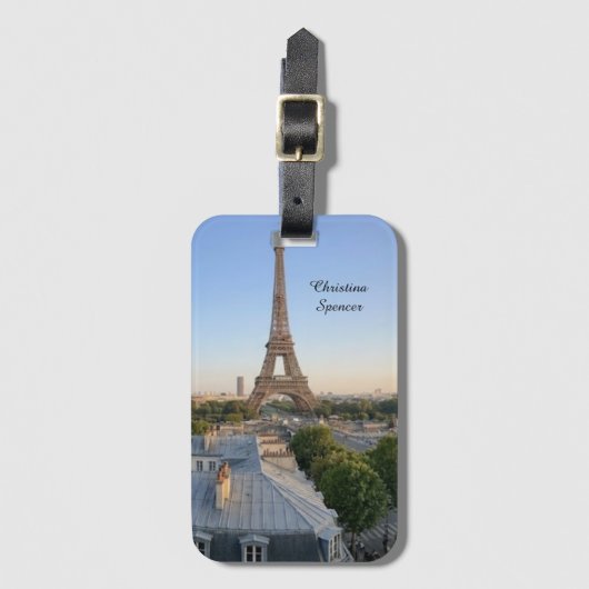 Personalized Paris City Skyline Custom Bagagelabel (Voorkant (verticaal))