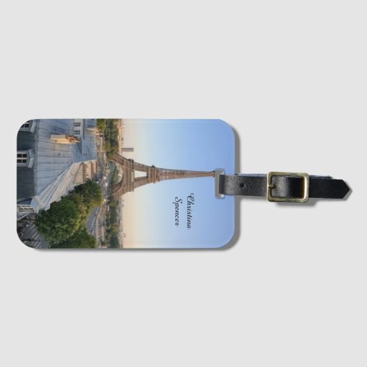 Personalized Paris City Skyline Custom Bagagelabel (Voorkant (horizontaal))