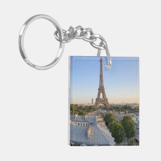 Personalized Paris City Skyline Souvenir Sleutelhanger (Voorkant Links)