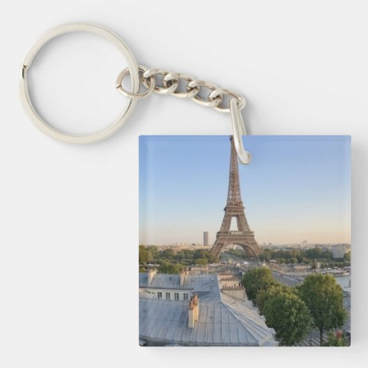 Personalized Paris City Skyline Souvenir  Sleutelhanger (Voorkant)
