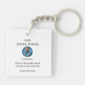 Personalized Paris City Skyline Souvenir  Sleutelhanger (Achterkant)