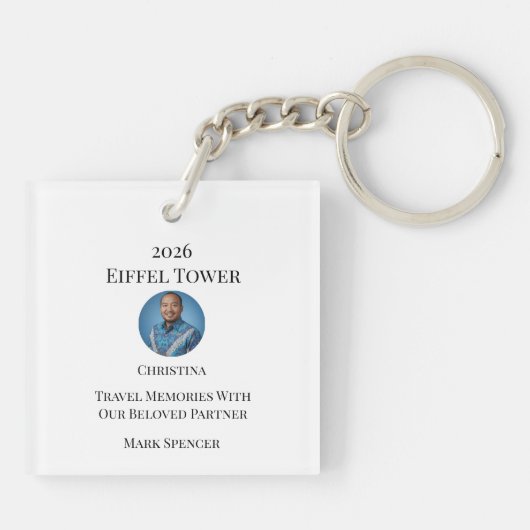 Personalized Paris City Skyline Souvenir Sleutelhanger (Achterkant)