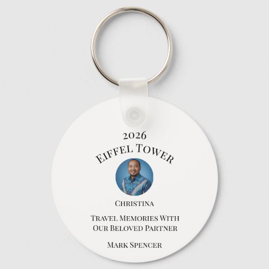 Personalized Paris City Skyline Souvenir Sleutelhanger (Achterkant)