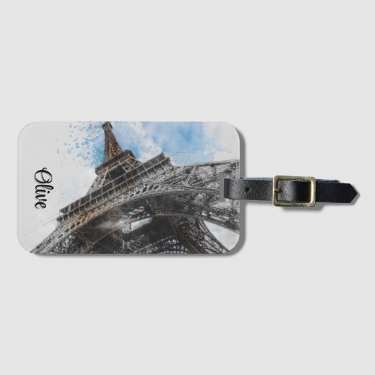 Personalized Paris Eiffel Tower Luggage Tag France Bagagelabel (Voorkant (horizontaal))