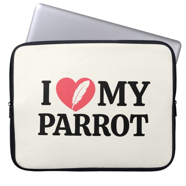 Personalized Parrot Love Minimal Typography White Laptop Sleeve (Voorkant)
