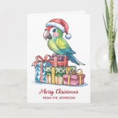 Personalized Parrot with Santa Hat Christmas       Feestdagen Kaart (Voorkant)