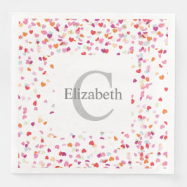 Personalized Party Napkins - Hearts Monogrammed Servet