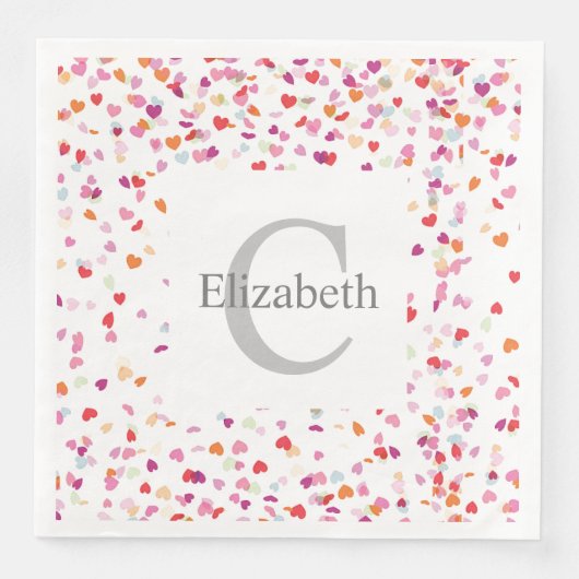 Personalized Party Napkins - Hearts Monogrammed Servet (Voorkant)