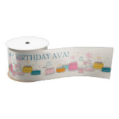 Personalized Party Tissue – Doodle Cakes on Cream Satijnen Lint (Spoel)