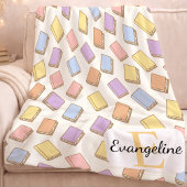 Personalized Pastel Bookish Aesthetic Pattern Fleece Deken