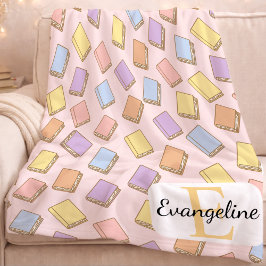 Personalized Pastel Bookish Aesthetic Pattern Pink Fleece Deken