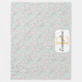 Personalized Pastel Bow Aesthetic Pattern Pink Blu Fleece Deken (Voorkant)