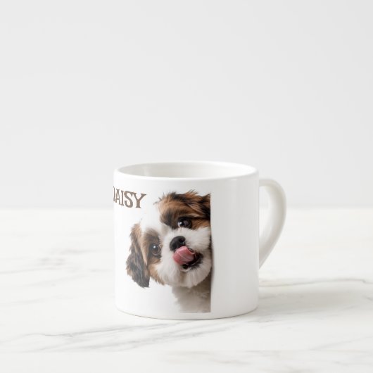 Personalized Pastel Brown Dog Photo Espresso Mug Espresso Kop (Voorkant rechts)
