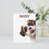 Personalized Pastel Brown Dog Photo & Name Card Briefkaart (Staand voorkant)