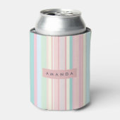 Personalized Pastel Candy Stripe Design Blikjeskoeler (Blikje Voorkant)