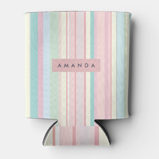Personalized Pastel Candy Stripe Design Blikjeskoeler (Voorkant)