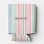 Personalized Pastel Candy Stripe Design Blikjeskoeler (Achterkant)