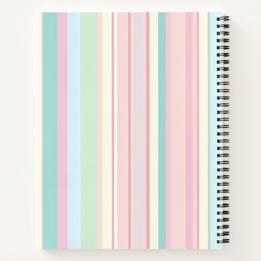 Personalized Pastel Candy Stripe Design Notitieboek (Achterkant)