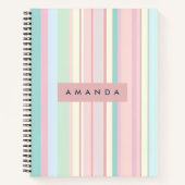 Personalized Pastel Candy Stripe Design Notitieboek (Voorkant)