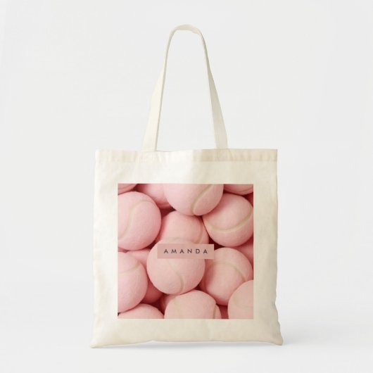 Personalized Pastel Chic Pink Tennis Ball Tote Bag (Voorkant)