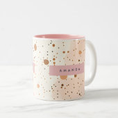 Personalized Pastel Confetti Dot Style Tweekleurige Koffiemok (Voorkant rechts)