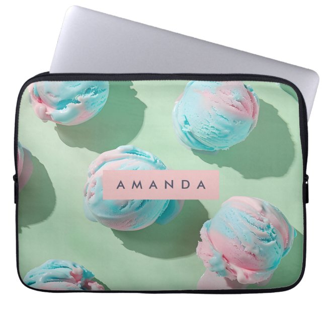 Personalized Pastel Cotton Candy Dream Aesthetic Laptop Sleeve (Voorkant)