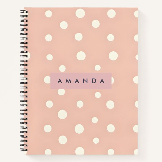 Personalized Pastel Cream Dots on Blush Notitieboek (Voorkant)