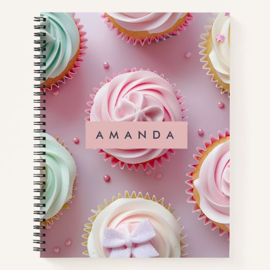 Personalized Pastel Cupcake Swirl Notitieboek (Voorkant)