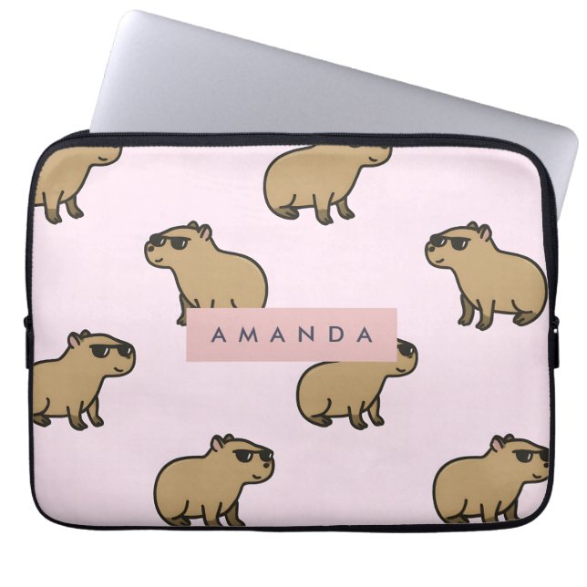 Personalized Pastel Cute Dog Pattern Laptop Sleeve (Voorkant)