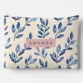 Personalized Pastel Elegant Blue Leaf  Etui (Voorkant)