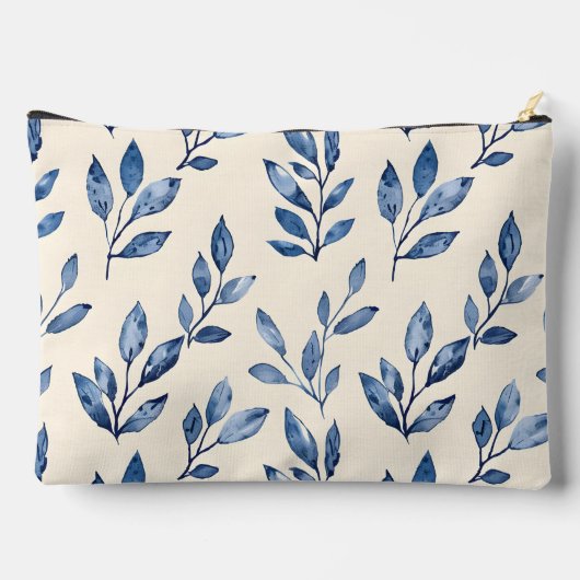 Personalized Pastel Elegant Blue Leaf  Etui (Achterkant)