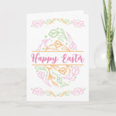 Personalized Pastel Floral Easter Egg Happy Easter Kaart (Voorkant)